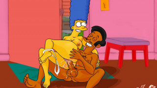 Apu Nahasapeemapetilon y Marge Simpson desnuda