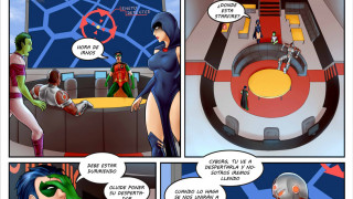 Starfire follando con Cyborg y Robin
