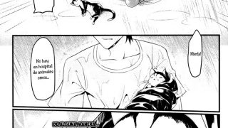 Manga en blanco y negro con gata negra salvaje