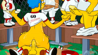 Marge festejando la victoria del equipo